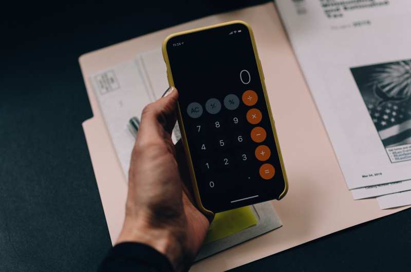 Calculadora en un teléfono móvil